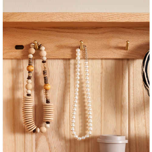 Solidwood Amber Pegboard Storage Rack with Mirror