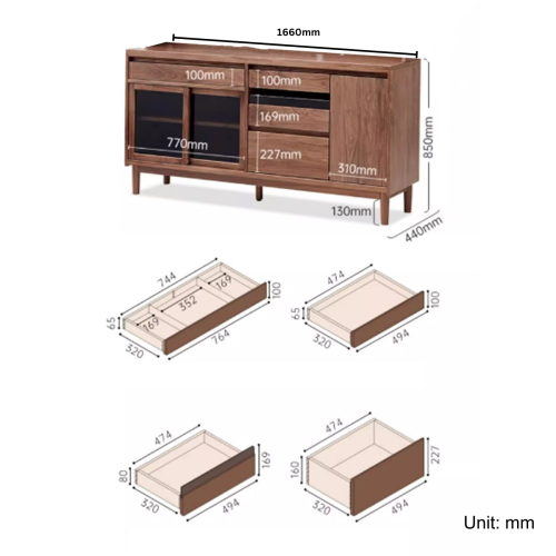 Solidwood Luxembourg Multifunctional Storage Sideboard