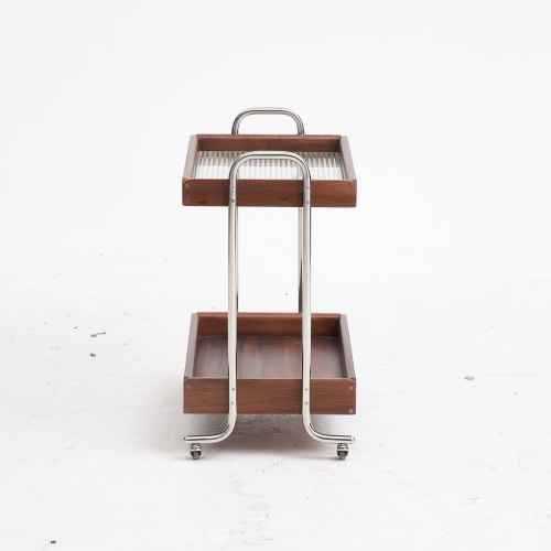 Solidwood Luxembourg Storage Trolley with Glass Top Shelf