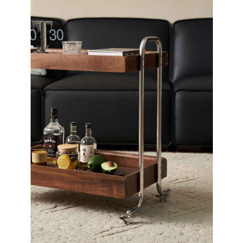 Solidwood Luxembourg Storage Trolley with Glass Top Shelf