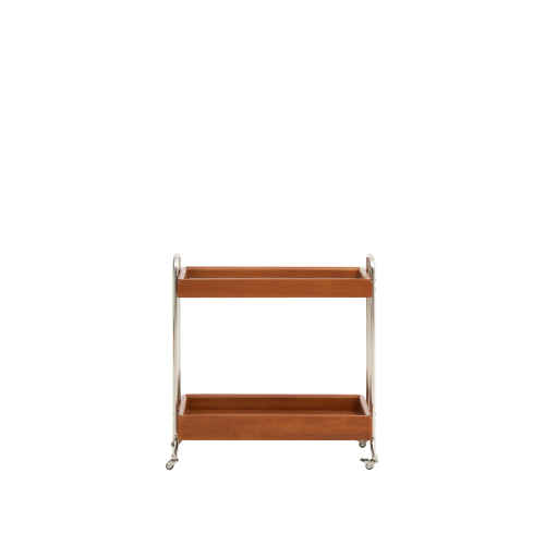 Solidwood Timeless Storage Trolley with Glass Top Shelf