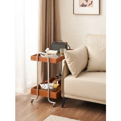 Solidwood Timeless Storage Trolley with Glass Top Shelf