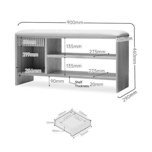 Solidwood Amber Shoe Storage Bench, Camel & Natural