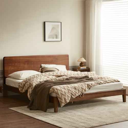 Solidwood Luxembourg Small Queen Bed Frame, Black Walnut