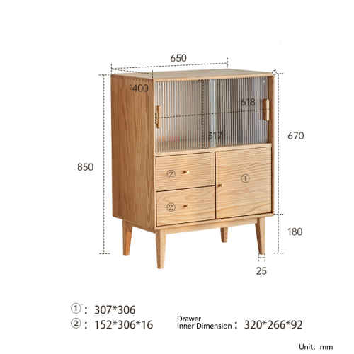 Solidwood Bailey Sideboard, 65x40x85CM, Oak