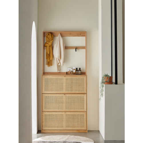 Solidwood Calamo Shoe Storage Cabinet, 68x18x111cm