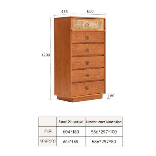 Solidwood Quartz Chest of 6 Drawers