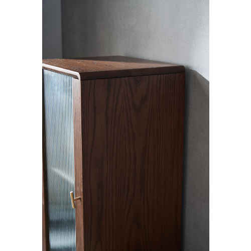 Solidwood Seattle Storage Cabinet with Glass Door, Walnut