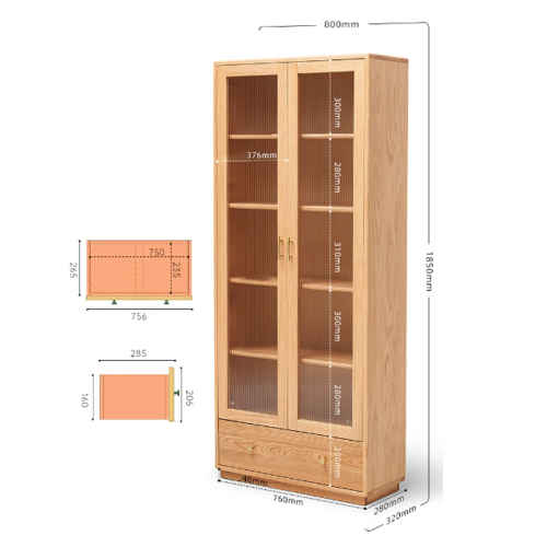 Solidwood Santa Rosa Bookcase with Doors, 185cm