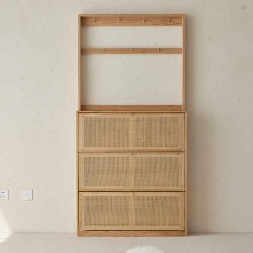 Solidwood Calamo Shoe Storage Cabinet, 88x18x197cm