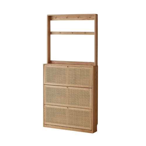 Solidwood Calamo Shoe Storage Cabinet, 88x18x197cm