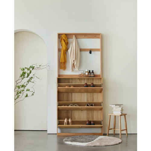 Solidwood Calamo Shoe Storage Cabinet, 88x18x197cm