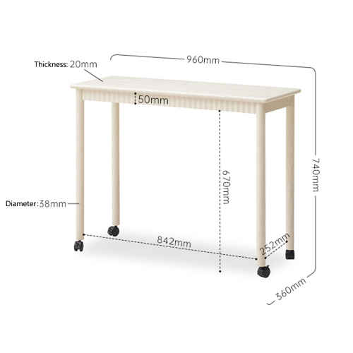 Solidwood Dolce Office Desk with Castors, Small