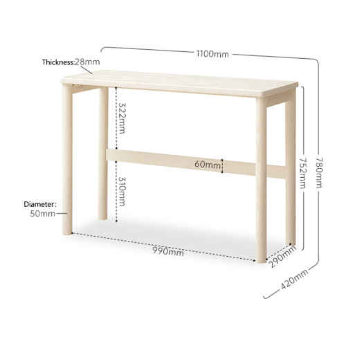 Solidwood Dolce Office Desk, Large