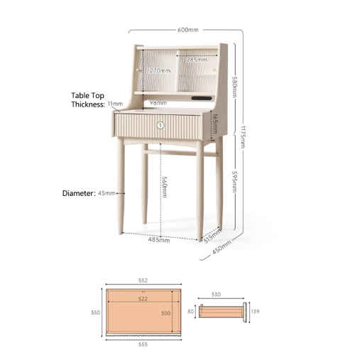 Solidwood Dolce Dressing Table with Sliding Door