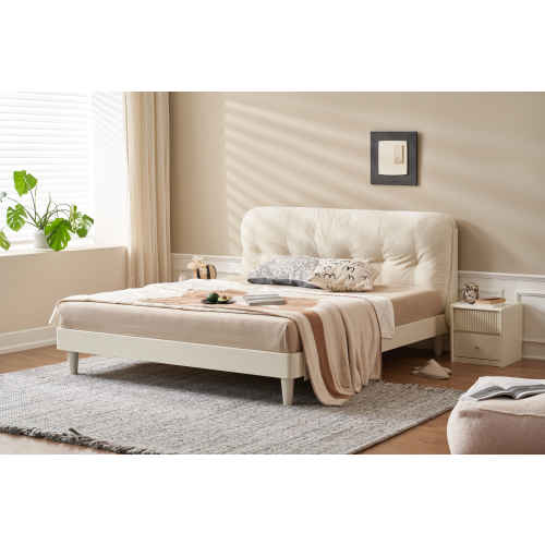 Solidwood Dolce Small Queen Bed Frame, Creamy White