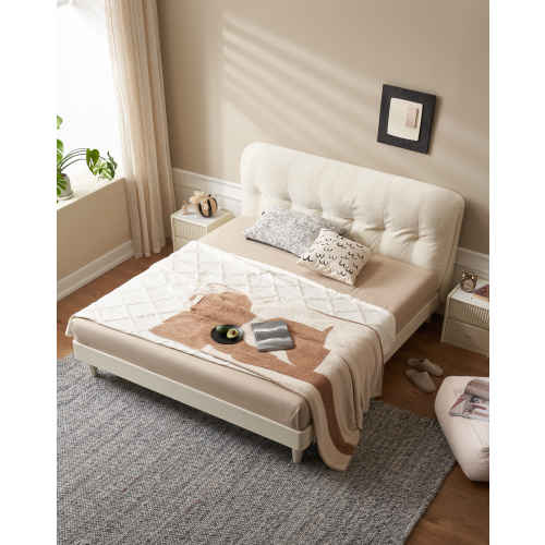 Solidwood Dolce Small Queen Bed Frame, Creamy White