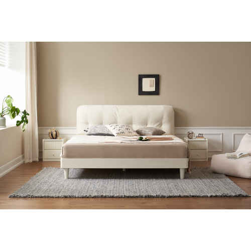 Solidwood Dolce Small Queen Bed Frame, Creamy White