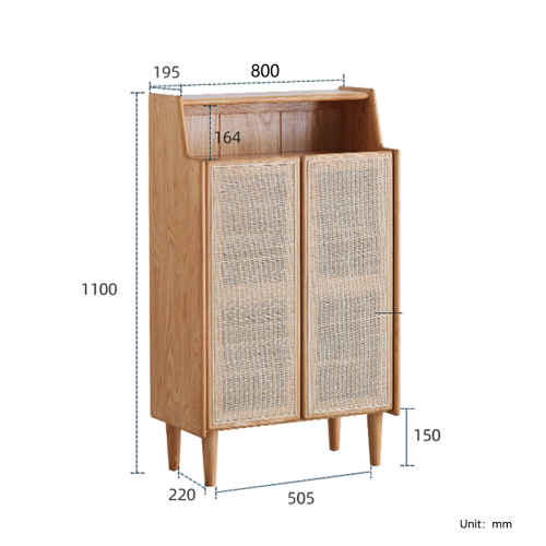 Solidwood Fuji Shoe Storage Cabinet, Tall