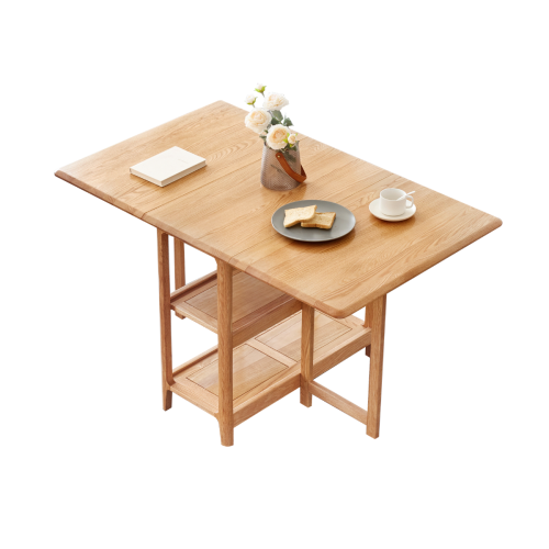 Solidwood Kano Foldable Dining Table with 2 shelves