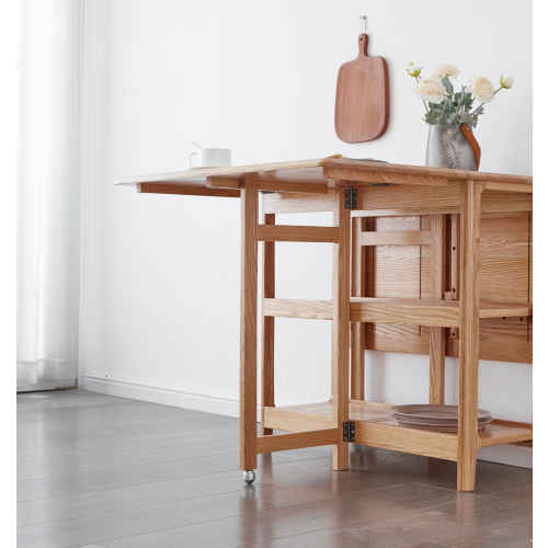 Solidwood Kano Foldable Dining Table with 2 shelves