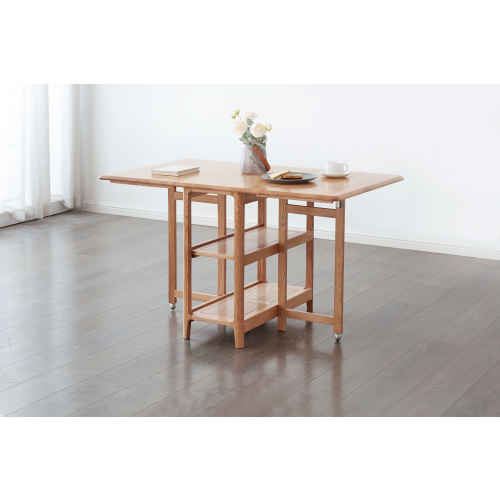 Solidwood Kano Foldable Dining Table with 2 shelves