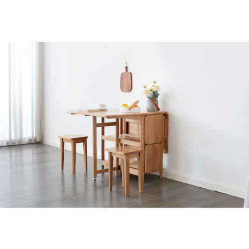 Solidwood Kano Foldable Dining Table with 2 shelves