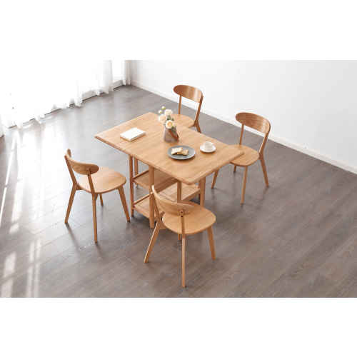 Solidwood Kano Foldable Dining Table with 2 shelves