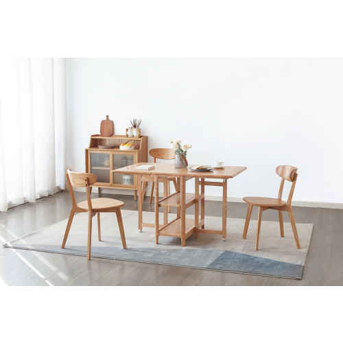 Solidwood Kano Foldable Dining Table with 2 shelves