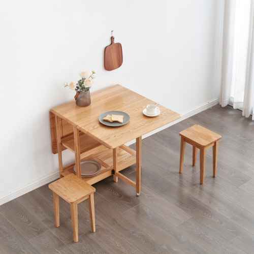 Solidwood Kano Foldable Dining Table with 2 Stools