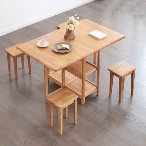 Solidwood Kano Foldable Dining Table with 4 Stools