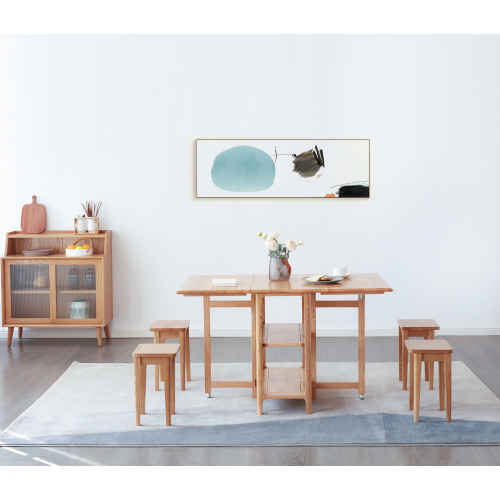 Solidwood Kano Foldable Dining Table with 4 Stools