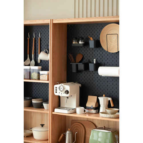 Solidwood Radiant Bookcase with Pegboard, Narrow