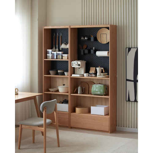 Solidwood Radiant Bookcase with Pegboard, Narrow