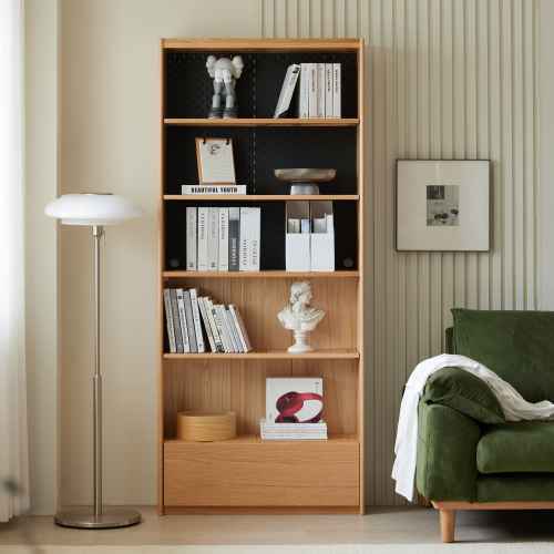 Solidwood Radiant Bookcase with Pegboard, Wide