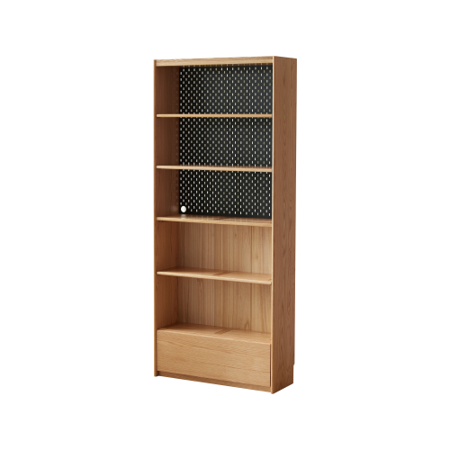 Solidwood Radiant Bookcase with Pegboard, Wide