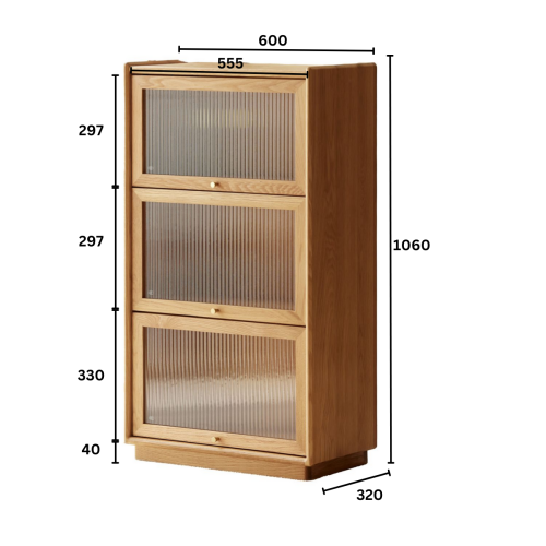 Solidwood Vitalis 3-Tier Storage Cabinet, 60x32x106cm