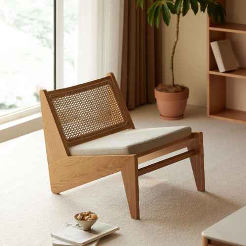 Solidwood Vitalis Rattan Armchair, Beige & Natural