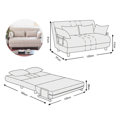 Urbana Flip-n-Sleep 1-Seater Sofa Bed, 120cm, Ivory