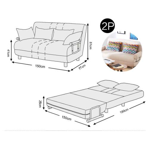 Urbana Flip-n-Sleep Sofa Bed, Ivory, 150cm