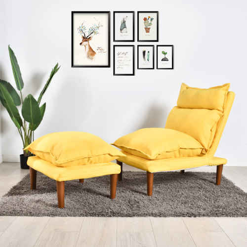 Urbana Reclining Lounge Chair and Ottoman, Yellow