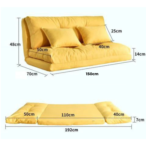 Urbana Japanese Futon Lounge 2-Seater Sofa Bed, Yellow, 150cm