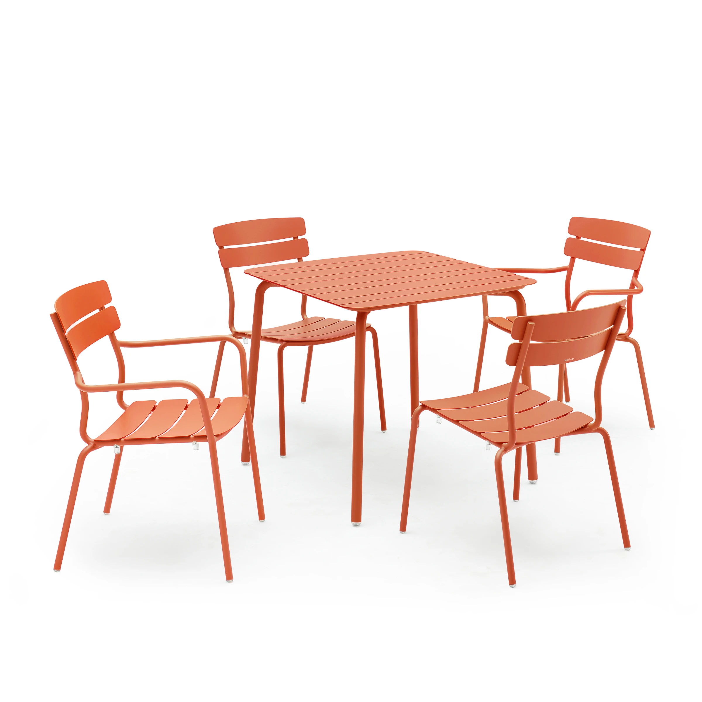Wellmax Verano Outdoor Aluminium Square Dining Table Set with 2 Armchairs + 2 Chairs, Terracotta