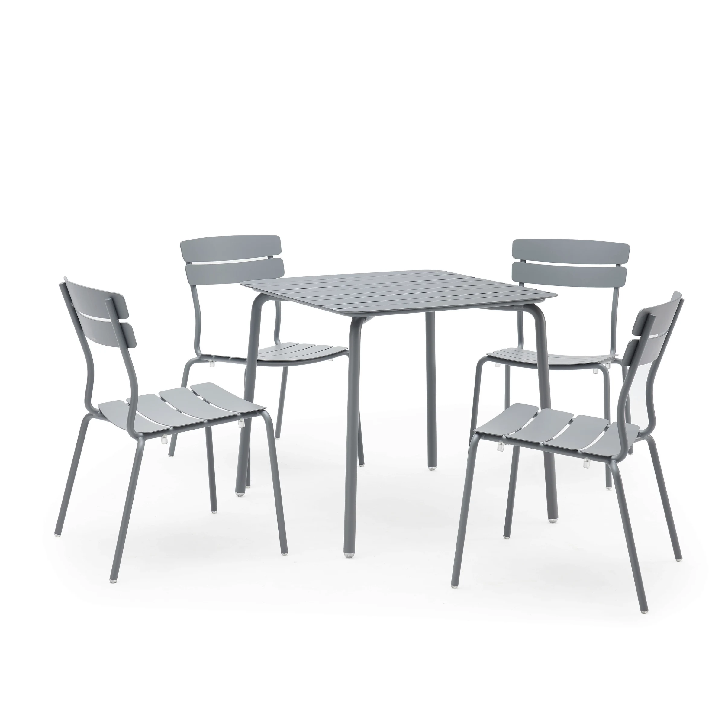 Wellmax Verano Outdoor Aluminium Square Dining Table Set with 4 Chairs, Grey