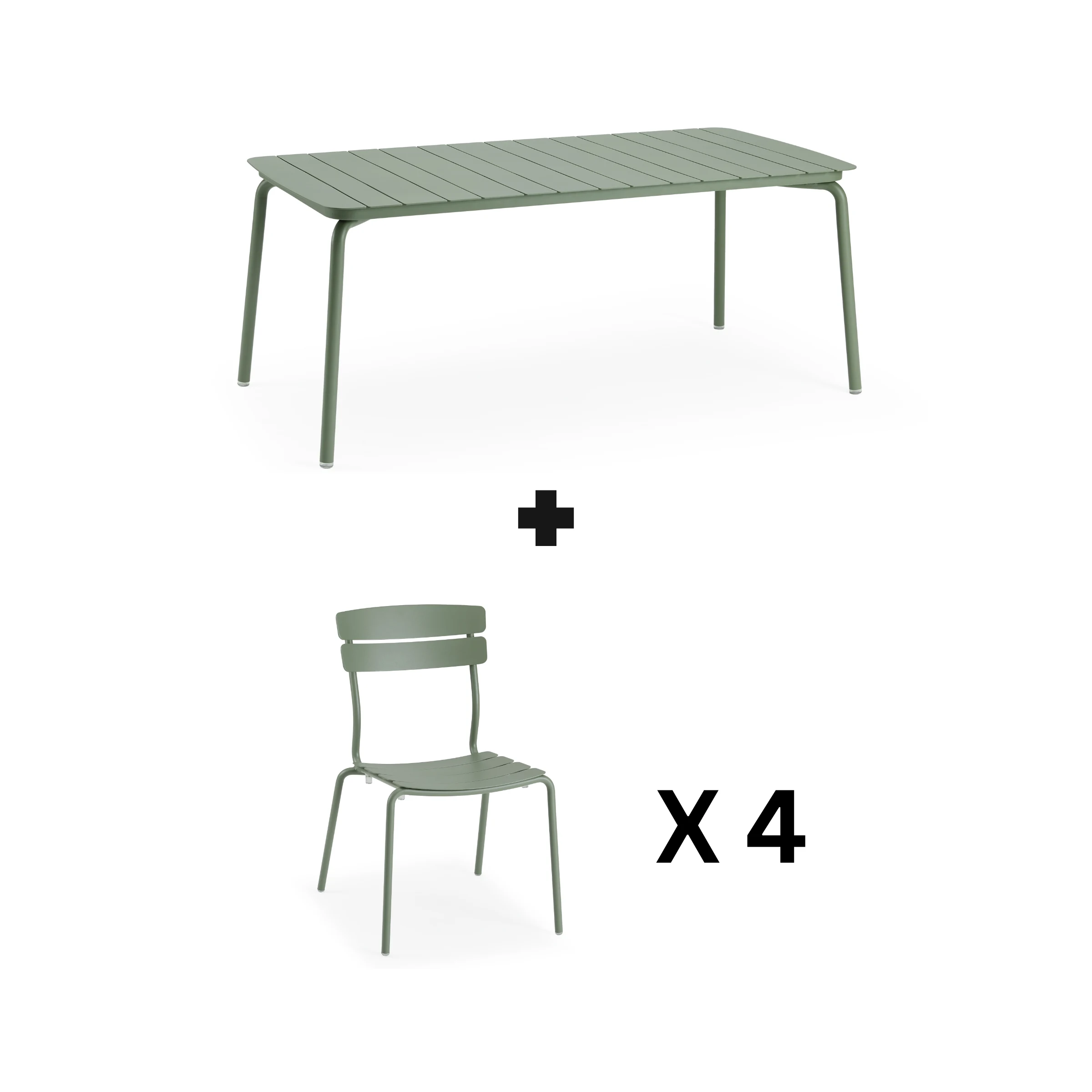 Wellmax Verano Outdoor Aluminium Rectangle Dining Table Set with 4 Chairs, Green