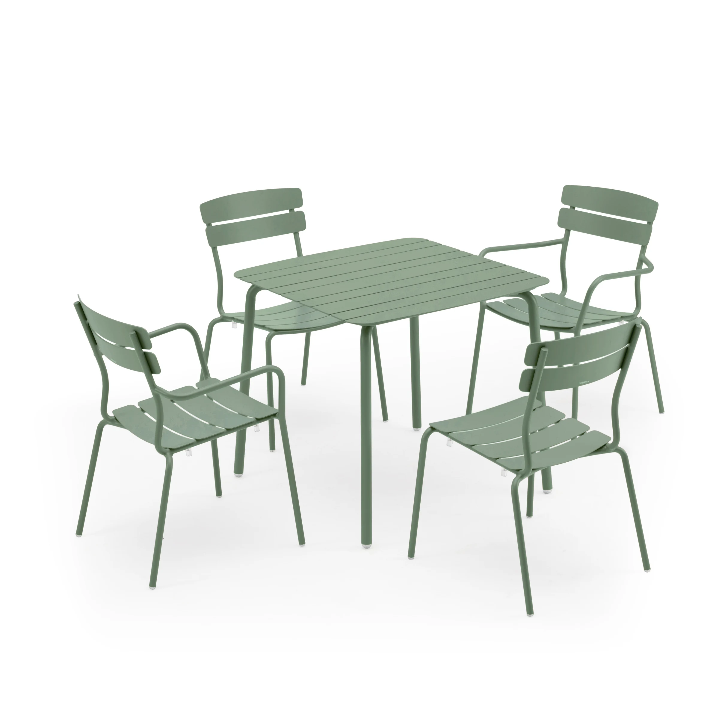 Wellmax Verano Outdoor Aluminium Square Dining Table Set with 2 Armchairs + 2 Chairs, Green