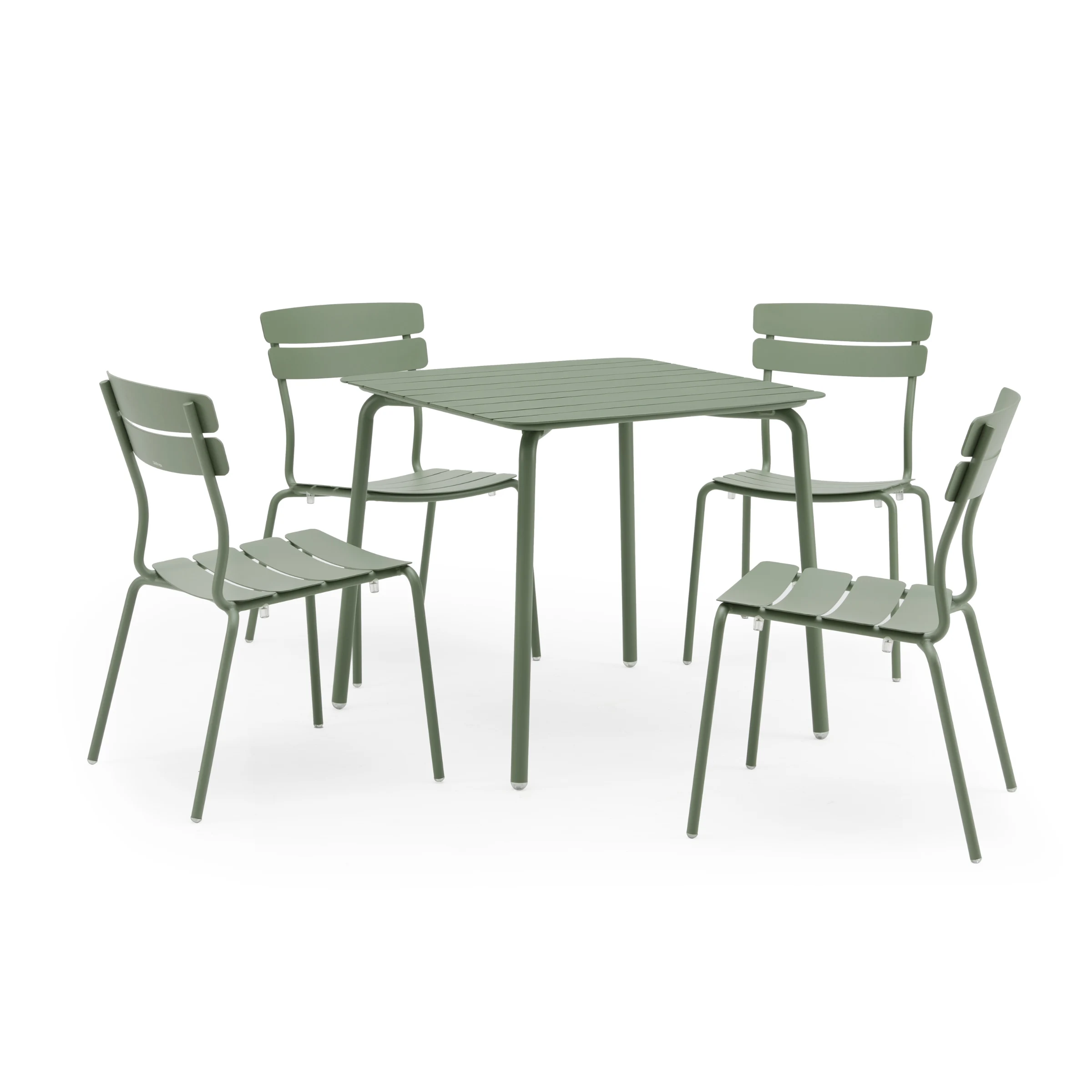 Wellmax Verano Outdoor Aluminium Square Dining Table Set with 4 Chairs, Green