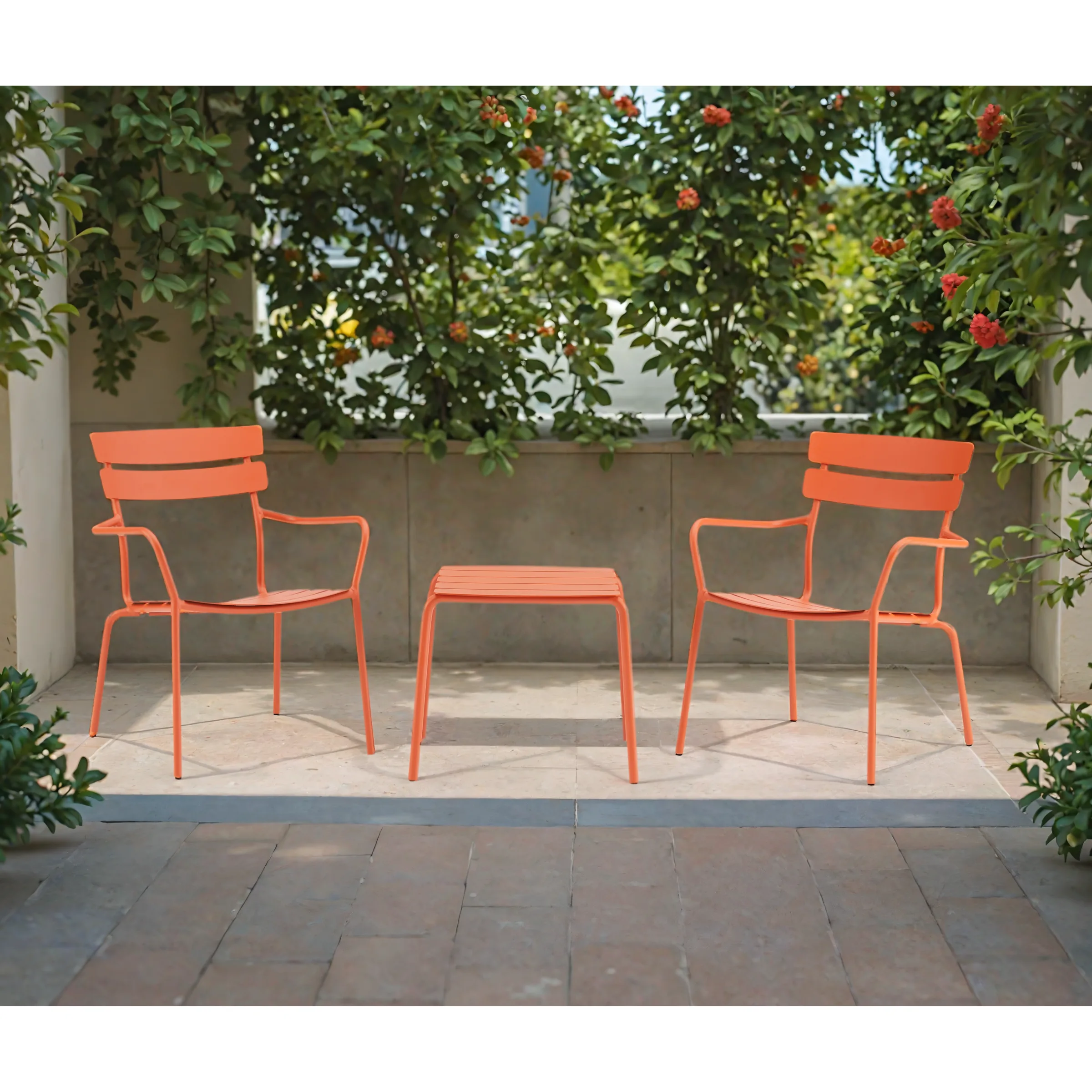 Wellmax Verano Balcony Aluminium Side Table and Chairs Set, Terracotta