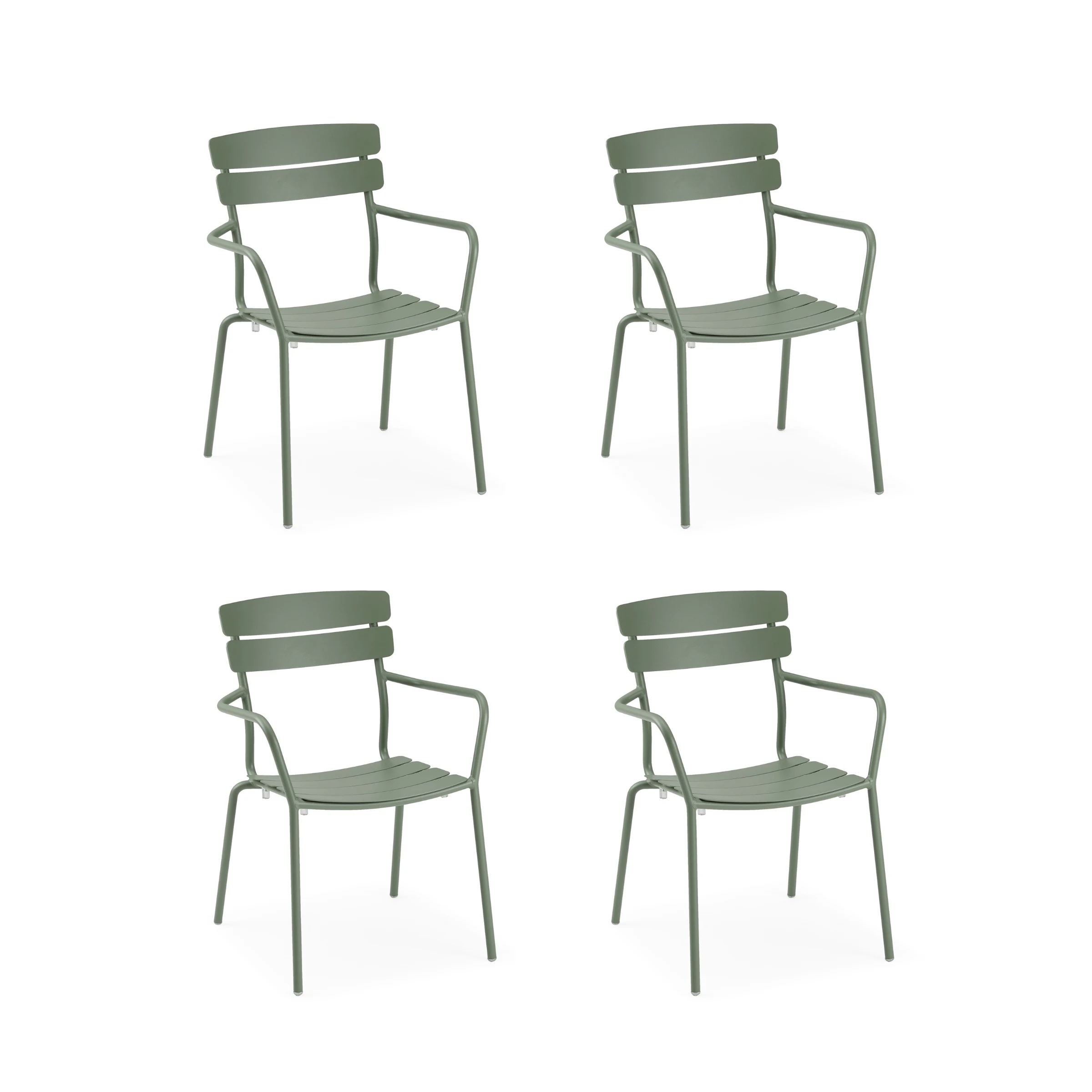 Wellmax Verano Outdoor Aluminium Dining Armchair, Set of 4, Green
