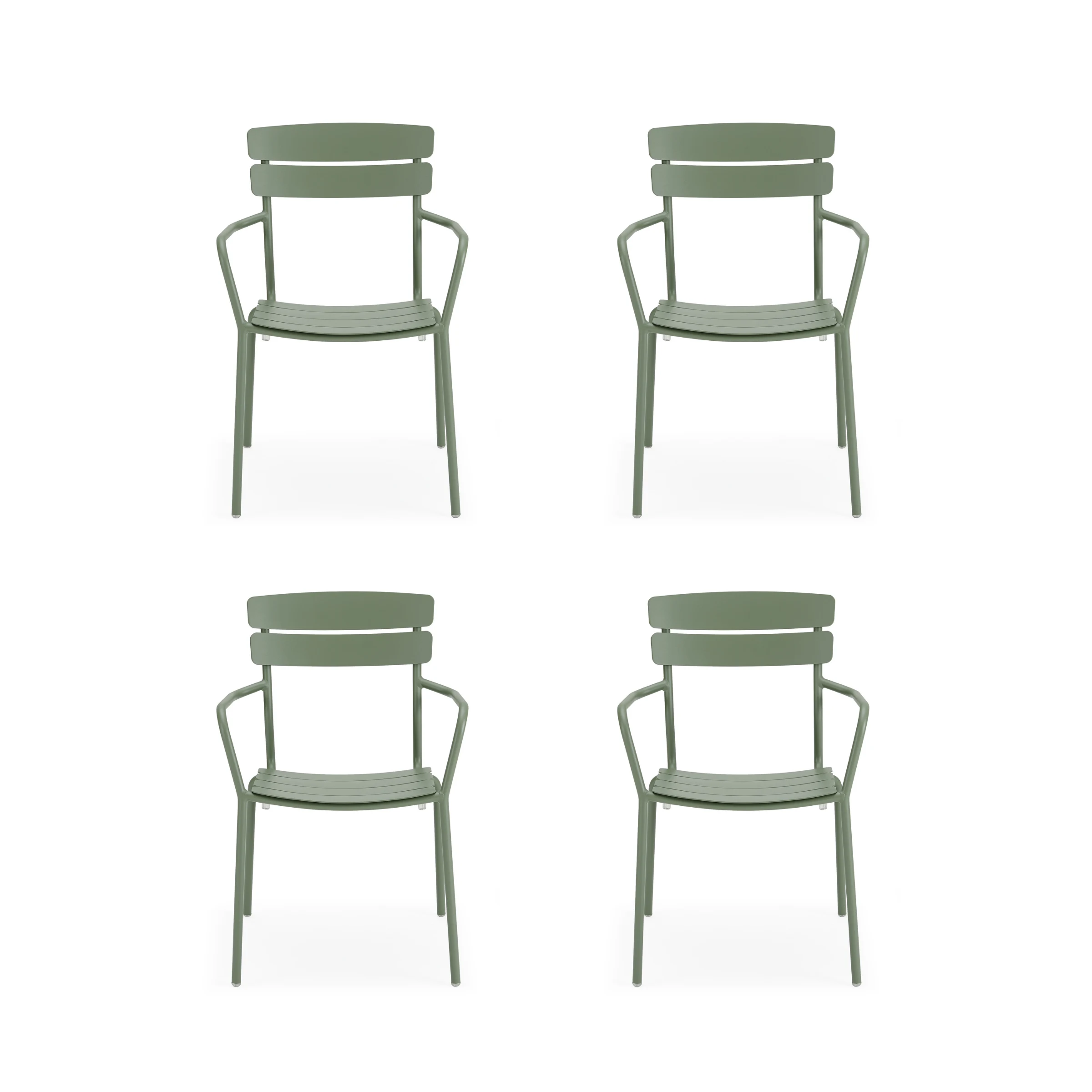 Wellmax Verano Outdoor Aluminium Dining Armchair, Set of 4, Green